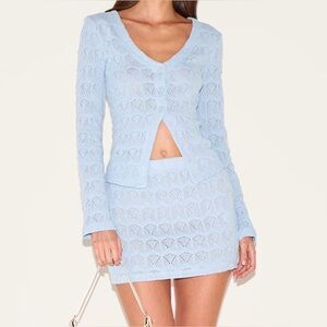 Light Blue Knit Cardigan and Skirt Set size 6